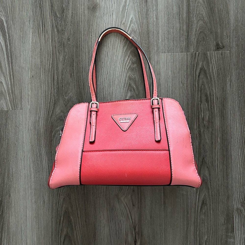 Guess Red and Pink Satchel Bag
